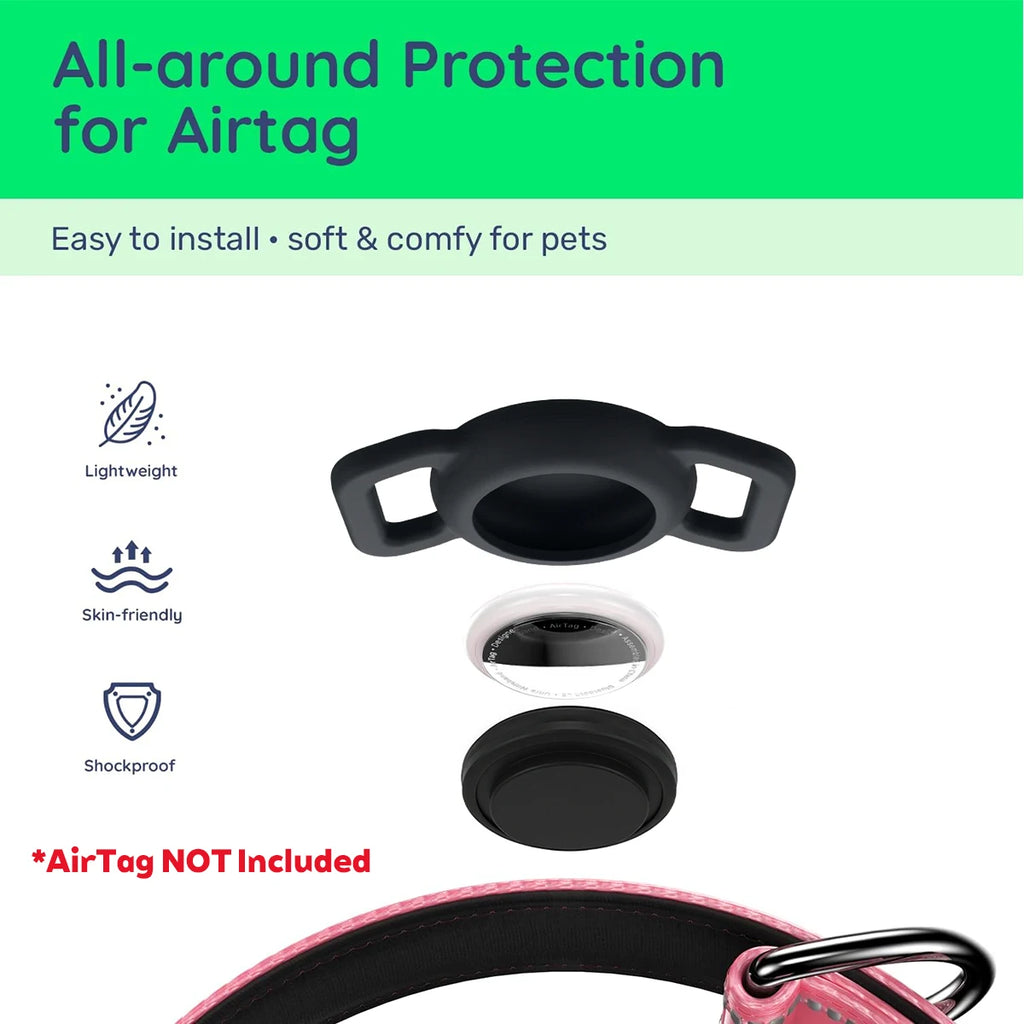 Taakcc Reflective Dog Collar with Luminous Airtag Holder, Waterproof Soft Padded & Safety Buckle, Air Tag Tracker Case Collars